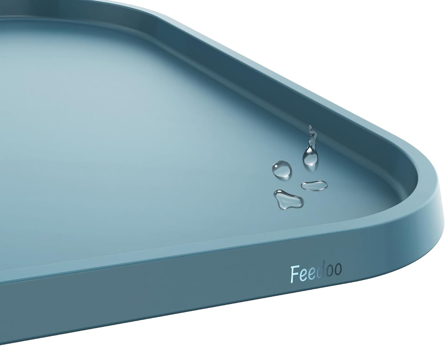 Pet Feeding Mat [Warped Resistant Raised Edge], Water-Proof Silicone Placement for Food Water Bowls, Anti-Slip Base Protect Floor, BPA-Free&Dishwasher-Safe [23.5x13.5inch Large, Blue]