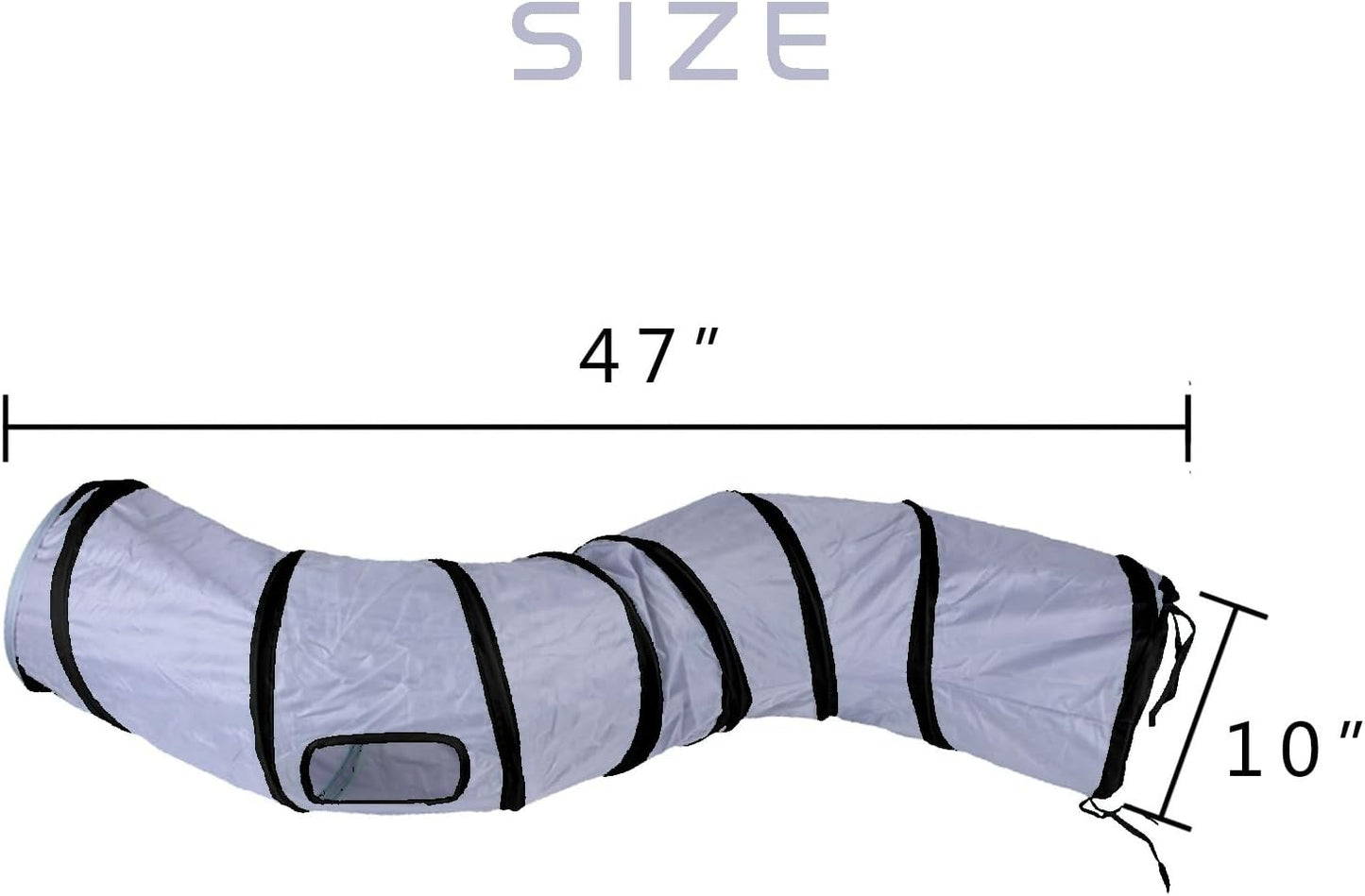 iCAGY Cat Tunnel for Indoor Cats, Rabbit Tunnel Toys, Pet Toys Play Tunnels for Cats Kittens Rabbits Puppies Crinkle Pop Up Dark Grey 47" Shape S