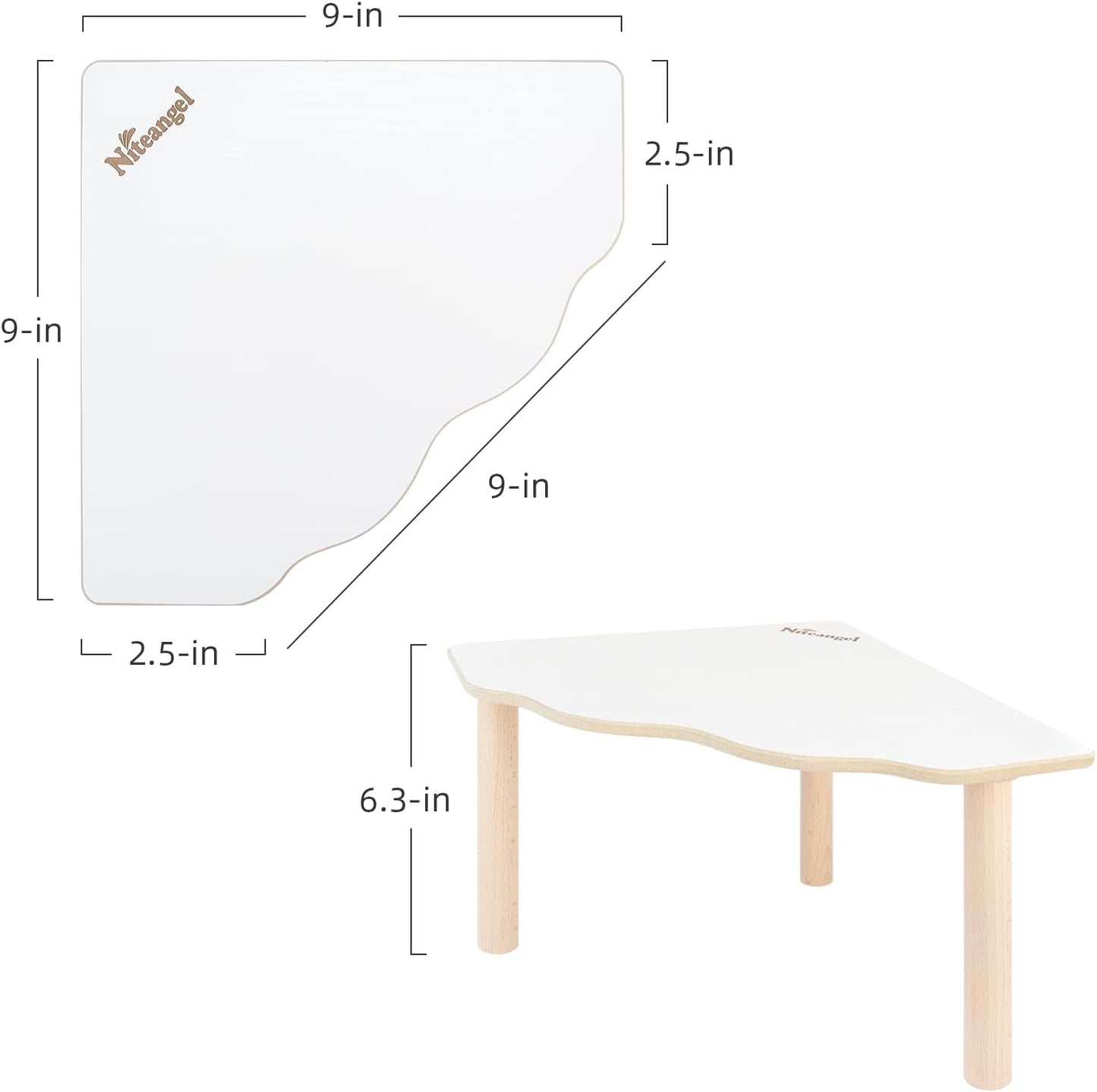 Niteangel Hamster Play Wooden Platform for Dwarf Syrian Hamsters Gerbils Mice Degus or Other Small Pets (Triangle - 5.9'' Height, White)