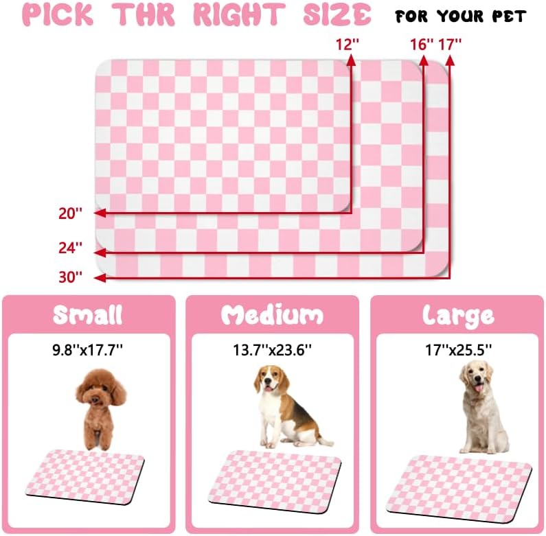 Dog Food Mats for Floors Waterproof, Pet Water Bowl Mats Pet Feeding Absorbent Placemats Plaid 24 * 32 inch