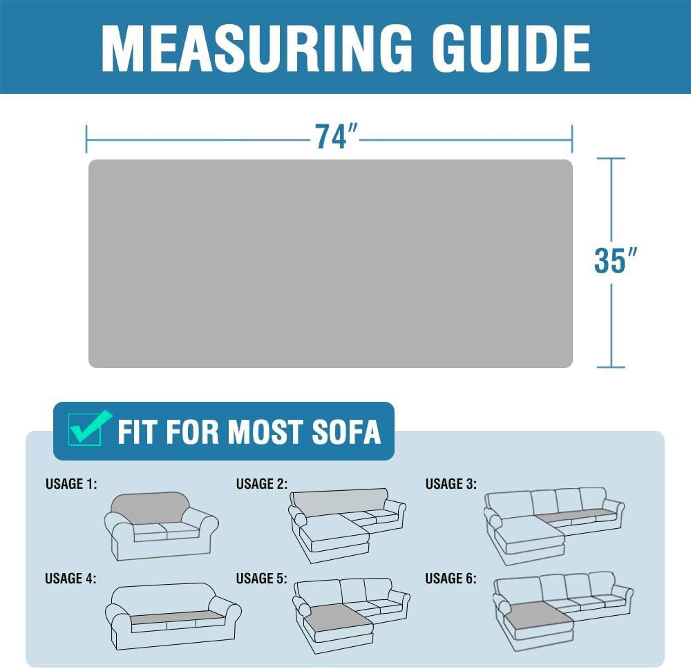 H.VERSAILTEX Plush Chenille Dog Bed Cover Thick Soft Sofa Cover for 3 Cushion Couch Anti Slip Couch Cover Furniture Protector for Dog, Pet, Cat (35" x 74", Sage)