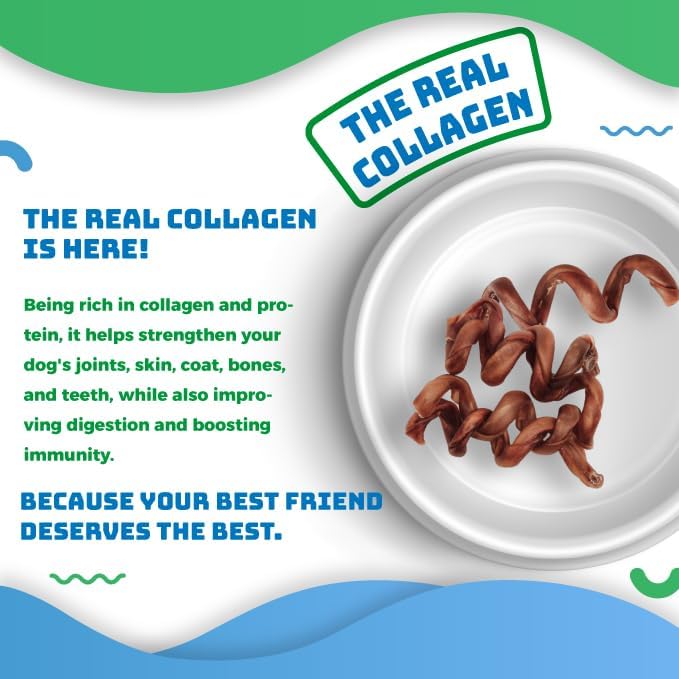 john bully Collagen Spring 5"-6", The Best Option for Your Dog, 100% Natural, Rich in Protein, Highly Digestible, Gluten Free,Premium Grade Quality,Odor Free The Real Collagen