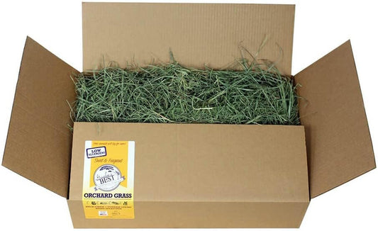 Grandpa's Best Premium Orchard Grass Hay for Rabbits, Guinea Pigs, Chinchillas, Hamsters & Gerbils, 20lb Loose Boxed, Brown