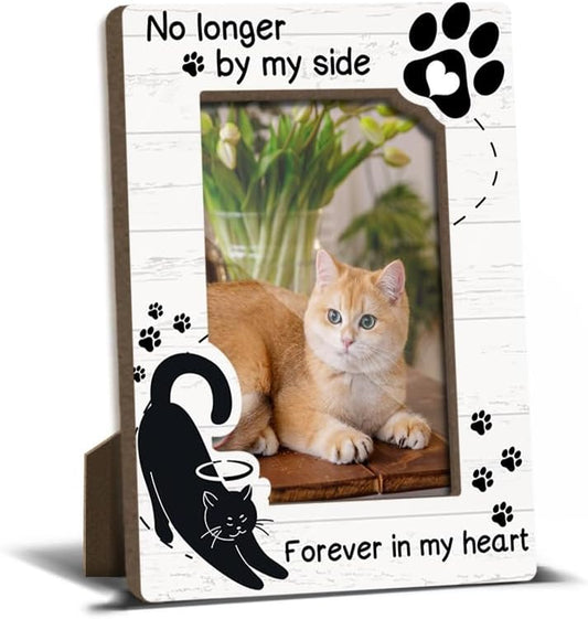 Cat Memorial Photo Frames Dog and Cat Loss Remembrance Gift Sympathy Keepsake for Pet Lovers Condolence Present for Pet Owner No Longer by my Side Forever in my Heart Picture Frames 4x6 Photo - YY002