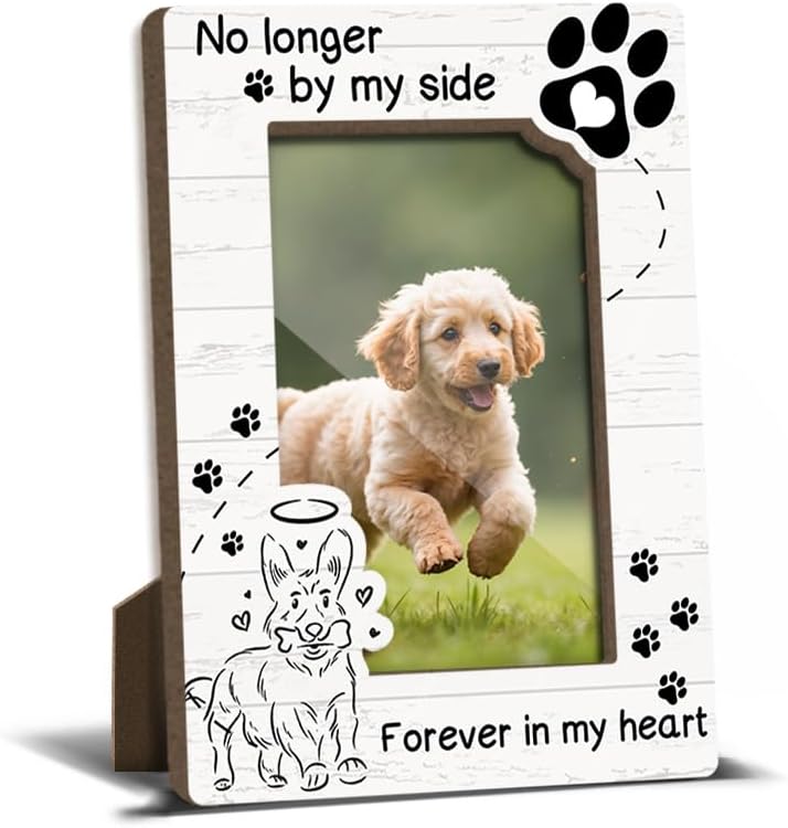 Dog Memorial Photo Frames Dog and Cat Loss Remembrance Gift Sympathy Gifts for Pet Lovers Condolence Present for Pet Owner No Longer by my Side Forever in my Heart Picture Frames 4x6 Photo - YY003