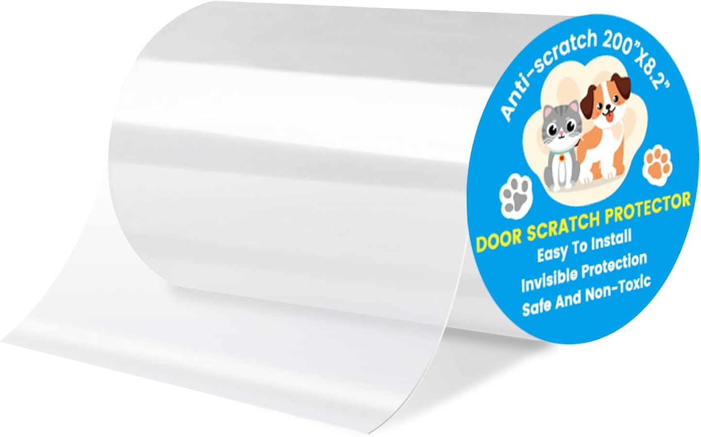 Door Protector from Dog Scratching, Cat Scratch Protector 8.3" x 200" Self-Adhesive Single Side Door Frame Furniture Protectors from Cats Dogs Scratch, Clear (200 X 8.2 INCH)