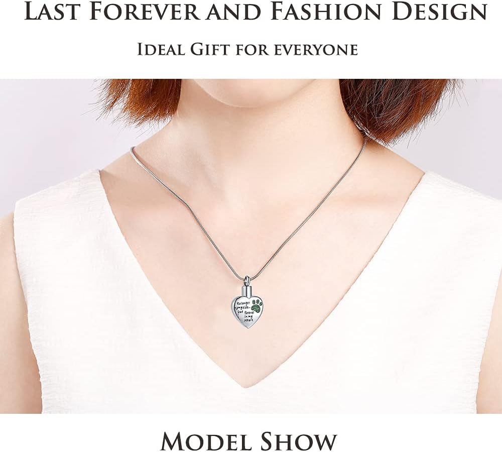 Cremation Jewelry for Ashes for Dog Cat Waterproof Pet Memorial Urn Pendant Necklace for Ashes