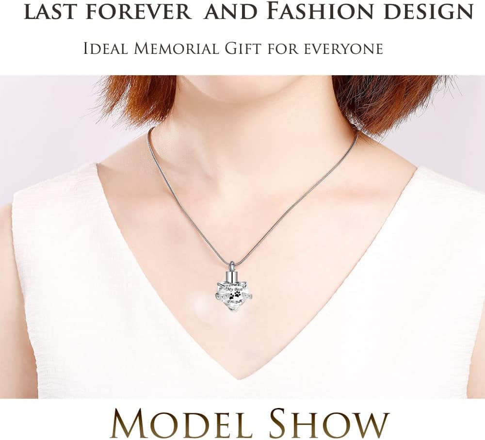Cremation Jewelry for Ashes for Dog Cat Waterproof Pet Memorial Urn Pendant Necklace for Ashes