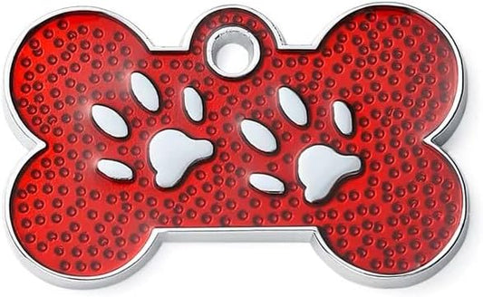 Personalized Dog Cute Paw Pet ID Tag for Pet Collar or Key Chain - Dog Name tag, cat Tags Personalized, cat id tag, Kitten Name tag, Kitten id tag (Bone-Shaped-Small: Red)