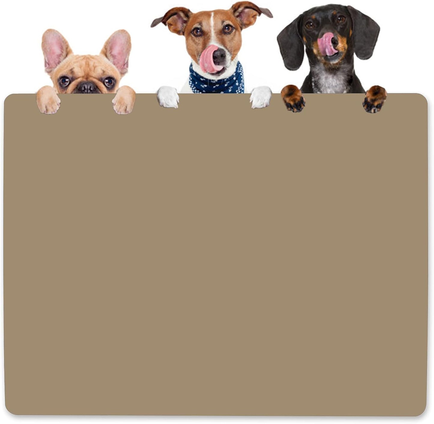 Dog Water Mat 39.4×29.5in - Silicone Dog Mats for Food and Water Extra Large - Pet Food Mat for Floors Waterproof - Pet Feeding Mats Prevent Water Food Spills - Taupe