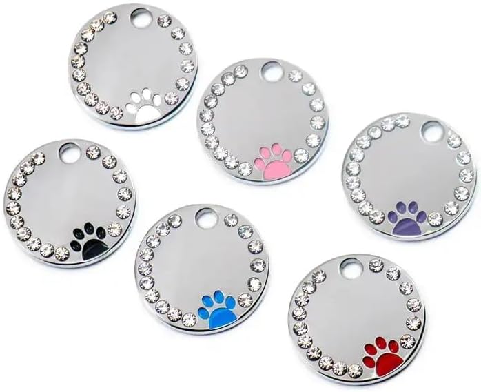 Personalized Dog/Cat Cute Paw Pet ID Tag with Unique Laser Engraving Name and Phone Number for Pet Collar or Key Chain (Pink)