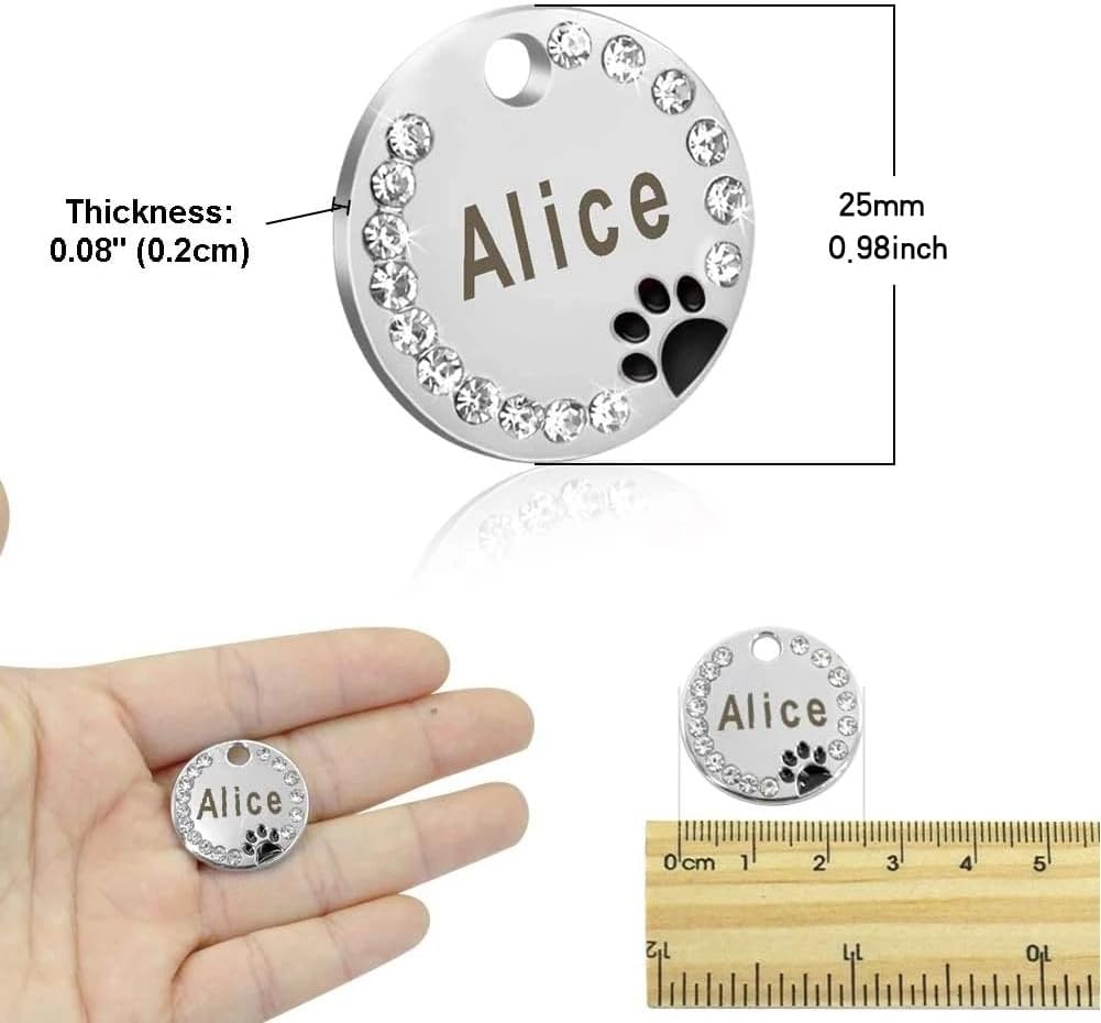 Personalized Dog/Cat Cute Paw Pet ID Tag with Unique Laser Engraving Name and Phone Number for Pet Collar or Key Chain (Pink)