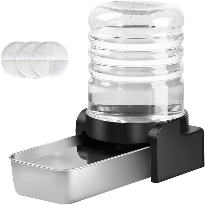 Marchul 1 Gallon Cat Water Dispenser, Automatic Gravity Dog Water Bowl Dispenser with 3 Filters, Stainless Steel Large Capacity Cat Waterer for Cats and Small Dogs (3 Filters) 3.8L