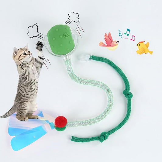 Interactive Cat Toys Ball for Indoor Cats,[2025 Newly Upgraded] Agile Moving Cat Ball with Elastic Mesh Tail,Automatic Kitten Toys for Bored Indoor Adult Cats,Motion Activated (Green)