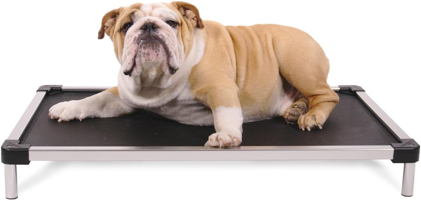 K9 Ballistics Chew Proof Elevated Cooling Dog Bed - Made for Aggressive Chewers, Virtually Indestructible, Mesh Sling with No Padding, Pre-Assembled - Large for 42" Crates, Black Mesh