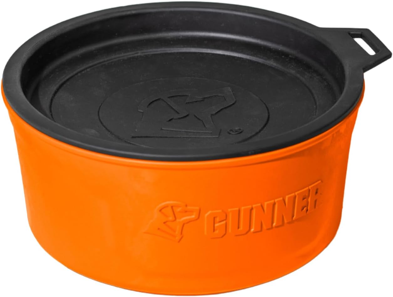 Dog Bowl with Spill-Proof Travel Lid – 7.5" x 3.75", 1.3 lb, 7-Cup Capacity, BPA-Free, Rust-Proof, Shock-Resistant, Stackable, Dishwasher Safe, Leak-Resistant Nesting Lid – Orange