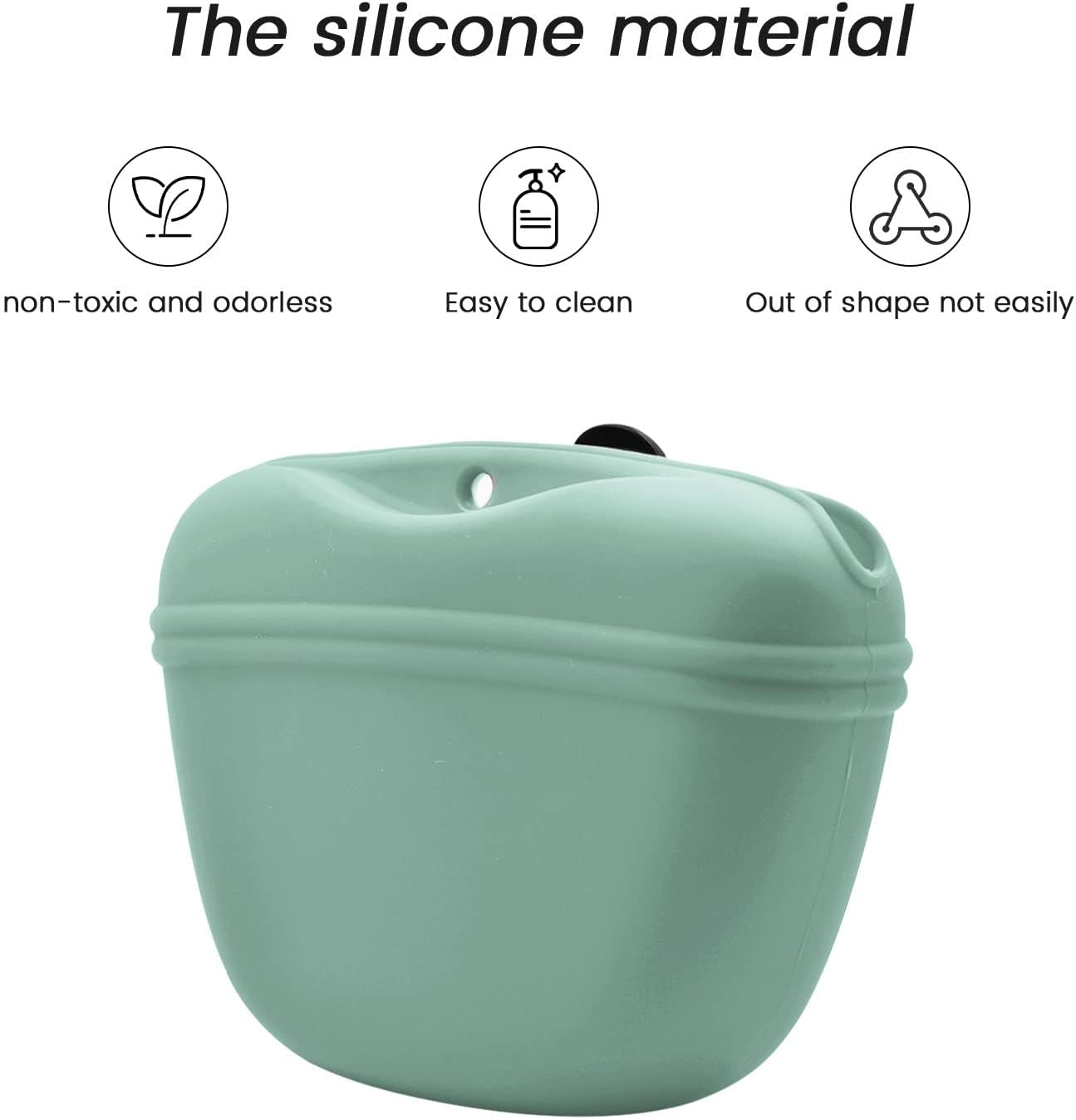 AUDWUD Silicone Dog Treat Pouch,with Dog Training Clicker,Clip on Portable Training Container,Convenient Magnetic Buckle Closing and Waist Clip