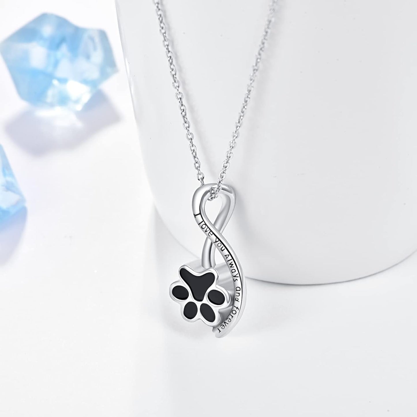 Dreamboat Urn Necklace for Dog Cat Ashes 925 Sterling Silver Pet Cremation Memorial Pendant Paw Print Ash Keepsake Jewelry for Women