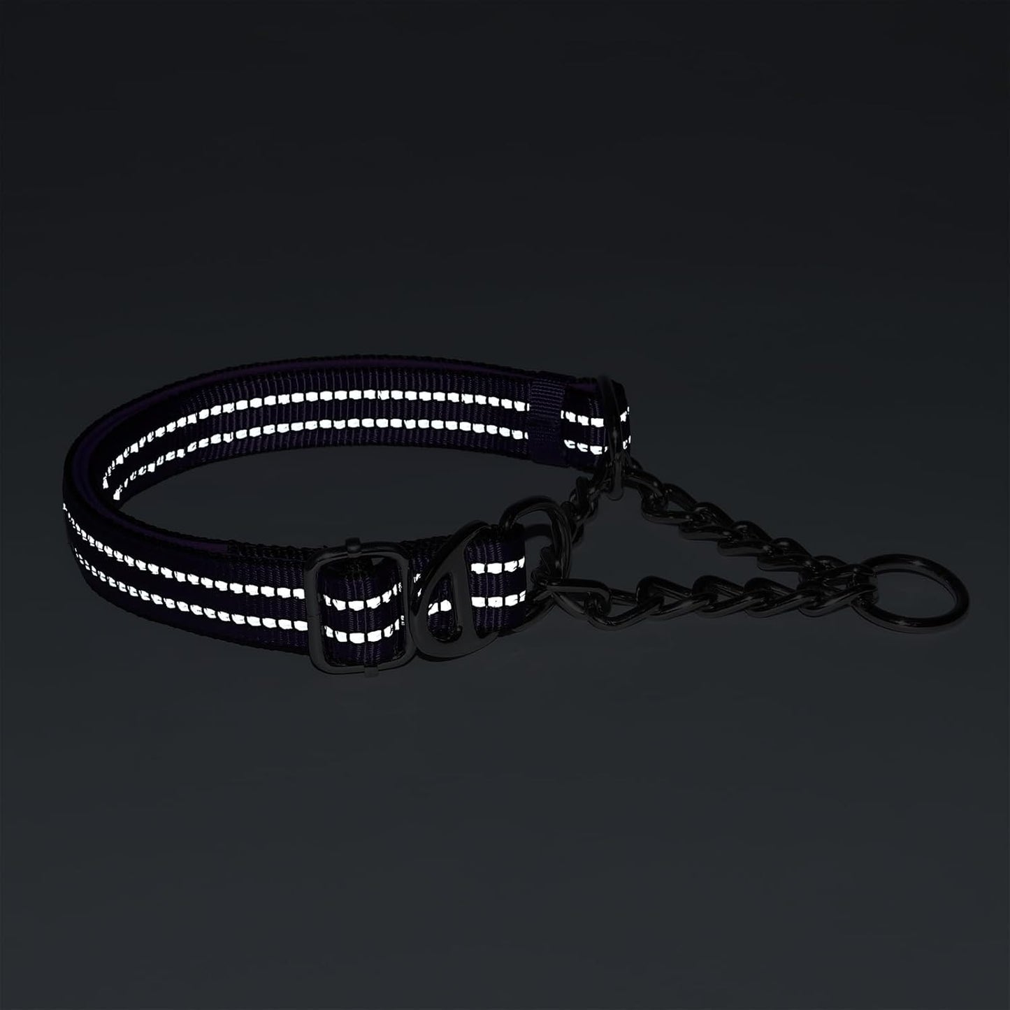 Martingale Collar with Stainless Chain No Pull Slip Cinch Choker Choke Collar Training Escape Proof Heavy Duty Dog Collar for Small Medium Large Pet Boy Male Dogs