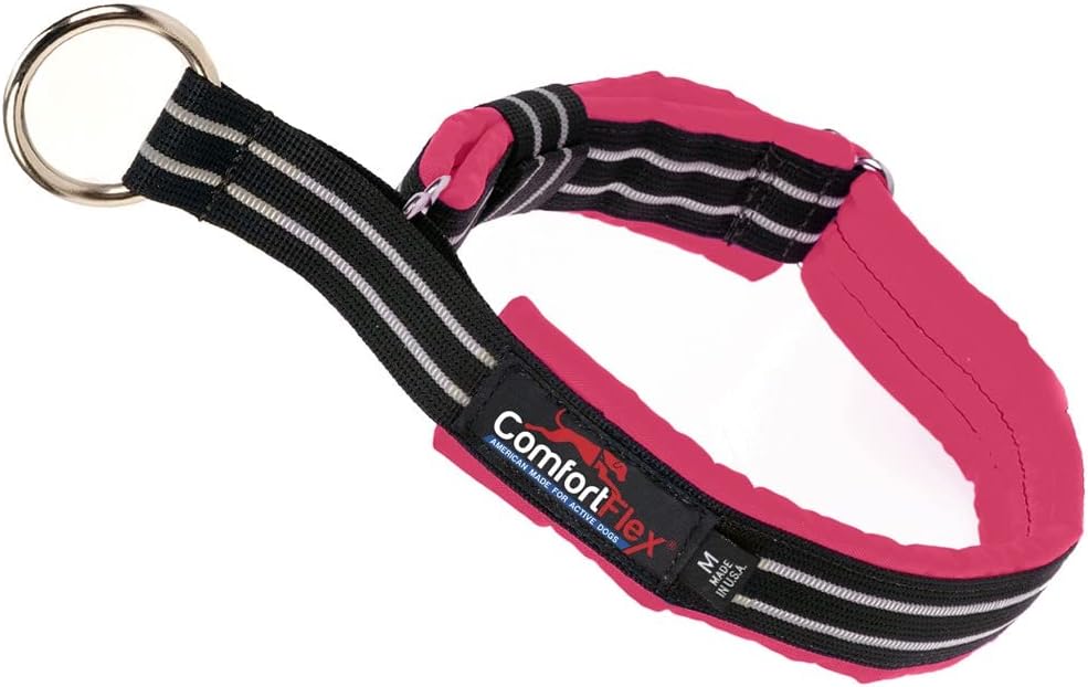 ComfortFlex Martingale Dog Collar - 1.5" Wide, Reflective, Adjustable, Fully Padded Nylon, Gentle Control, Escape-Proof, Limited Slip Design, Made in The USA, Large, Berry