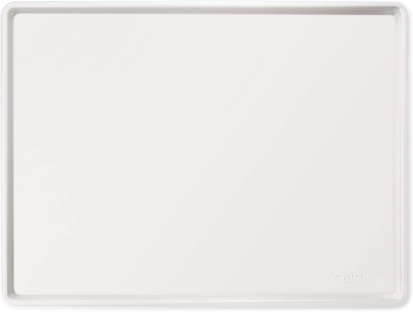 CatGuru Cat Food Mat, Small & Large Pet Feeding Mat, Waterproof Cat Tray for Food and Water, Silicone Pet Placemat, Non-Slip Mats for Cats, Easy to Clean Tray for Pets Bowls (Hard Tray,Marshmallow)