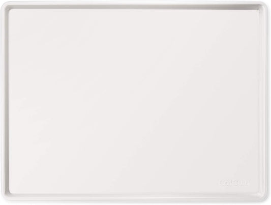 CatGuru Cat Food Mat, Small & Large Pet Feeding Mat, Waterproof Cat Tray for Food and Water, Silicone Pet Placemat, Non-Slip Mats for Cats, Easy to Clean Tray for Pets Bowls (Hard Tray,Marshmallow)