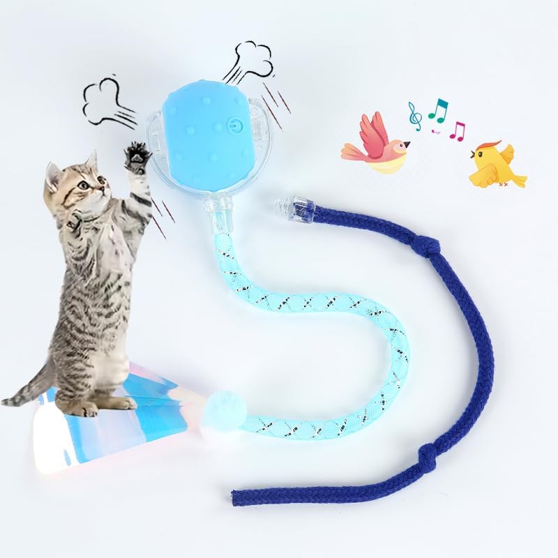 Interactive Cat Toys Ball for Indoor Cats,[2025 Newly Upgraded] Agile Moving Cat Ball with Elastic Mesh Tail,Automatic Kitten Toys for Bored Indoor Adult Cats,Motion Activated (Blue)