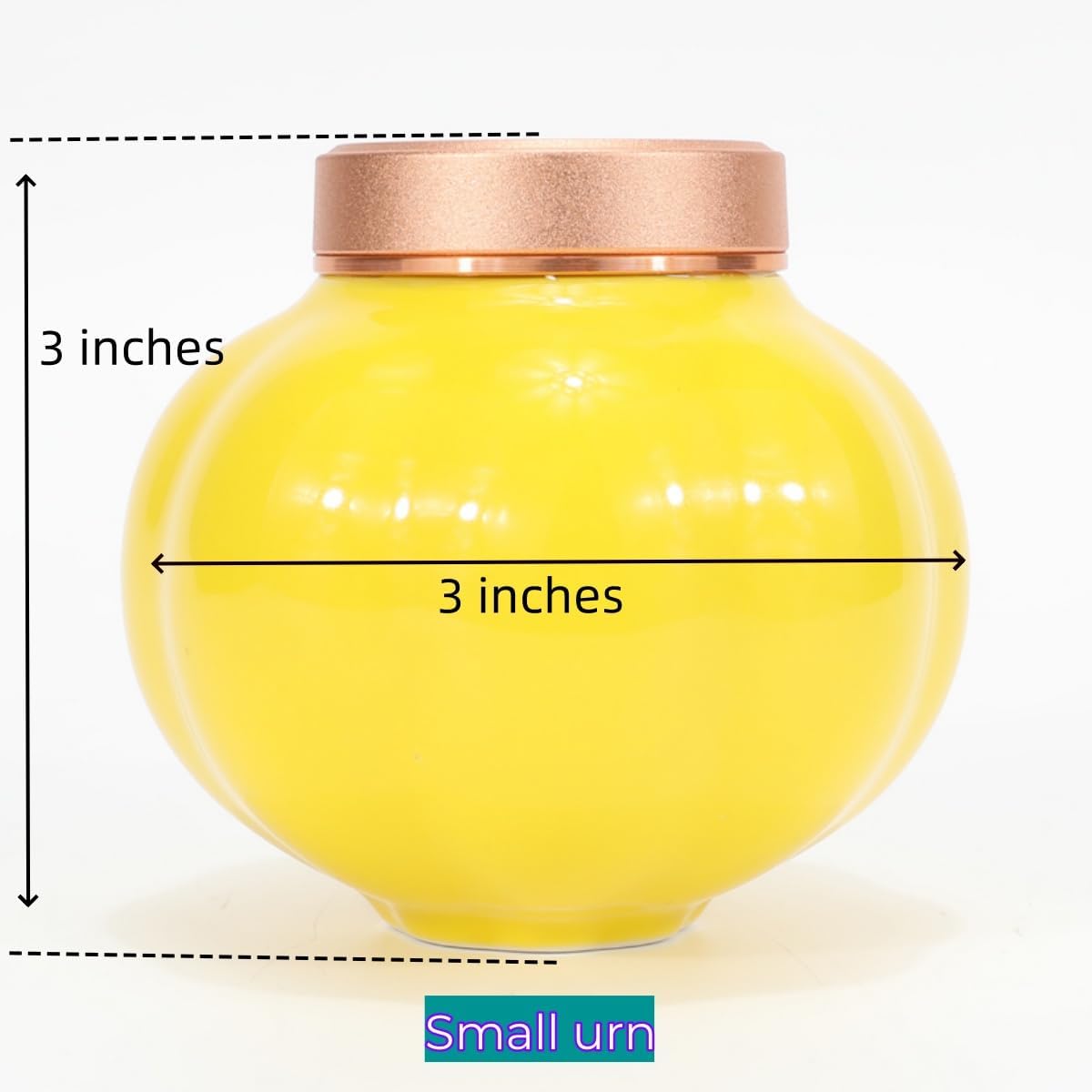 Fermus Memorial Pet Ashes Urn for Small Animal, Ceramics Memorial Keepsake Urns for Cats and Dogs, Hold 5.4 oz (160ml), Ceramics with Metal Lid (Pumpkin Shape Yellow)