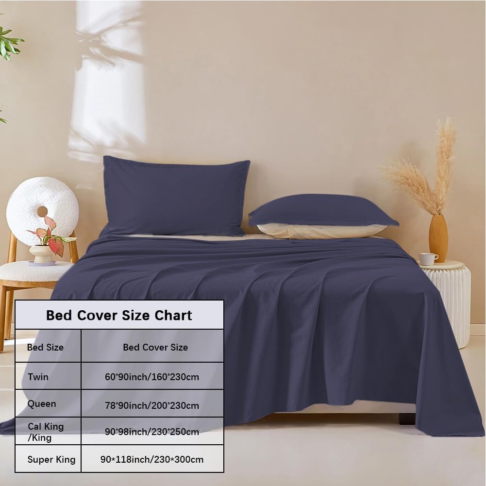 DUJUIKE Waterproof Bed Cover for Dog and Cats,Pet Hair Resistant Bed Sheet Cover, Protective Bed Liner Cover with 100% Waterproof Breathable Thin Fabric (Twin 63 * 90 inch, Navy Blue)