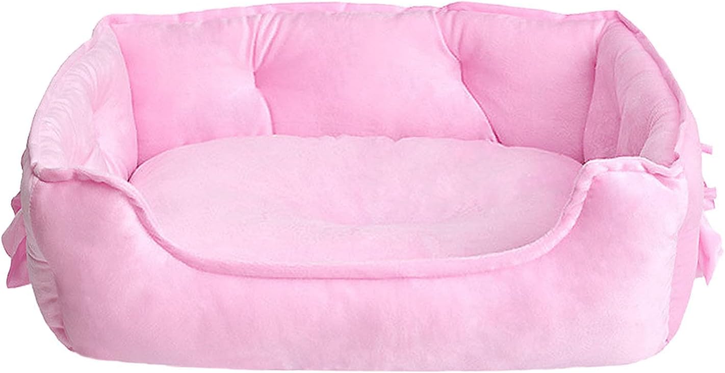 pawstrip Cute Princess Dog Bed Pink Puppy Bed for Small Dogs Breathable Cat Couch Bowknot Pet Cushion Comfortable Kitten Nest Girl Doggy Sofa, Waterproof Bottom (Pink)