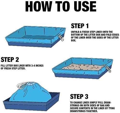 Fresh Step Drawstring Cat Litter Box Liners, Fresh Scent - Kitty Litter Bags for Rectangle or Oval Large Litterboxes, Size Jumbo, 36" x 19" - 7 Count