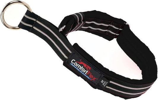 ComfortFlex Martingale Collar for Dogs - Made in The USA - 1.5" Wide, Reflective, Adjustable, Fully Padded Nylon, Gentle Control, Escape-Proof, Limited Slip Design, Medium, Raven Black