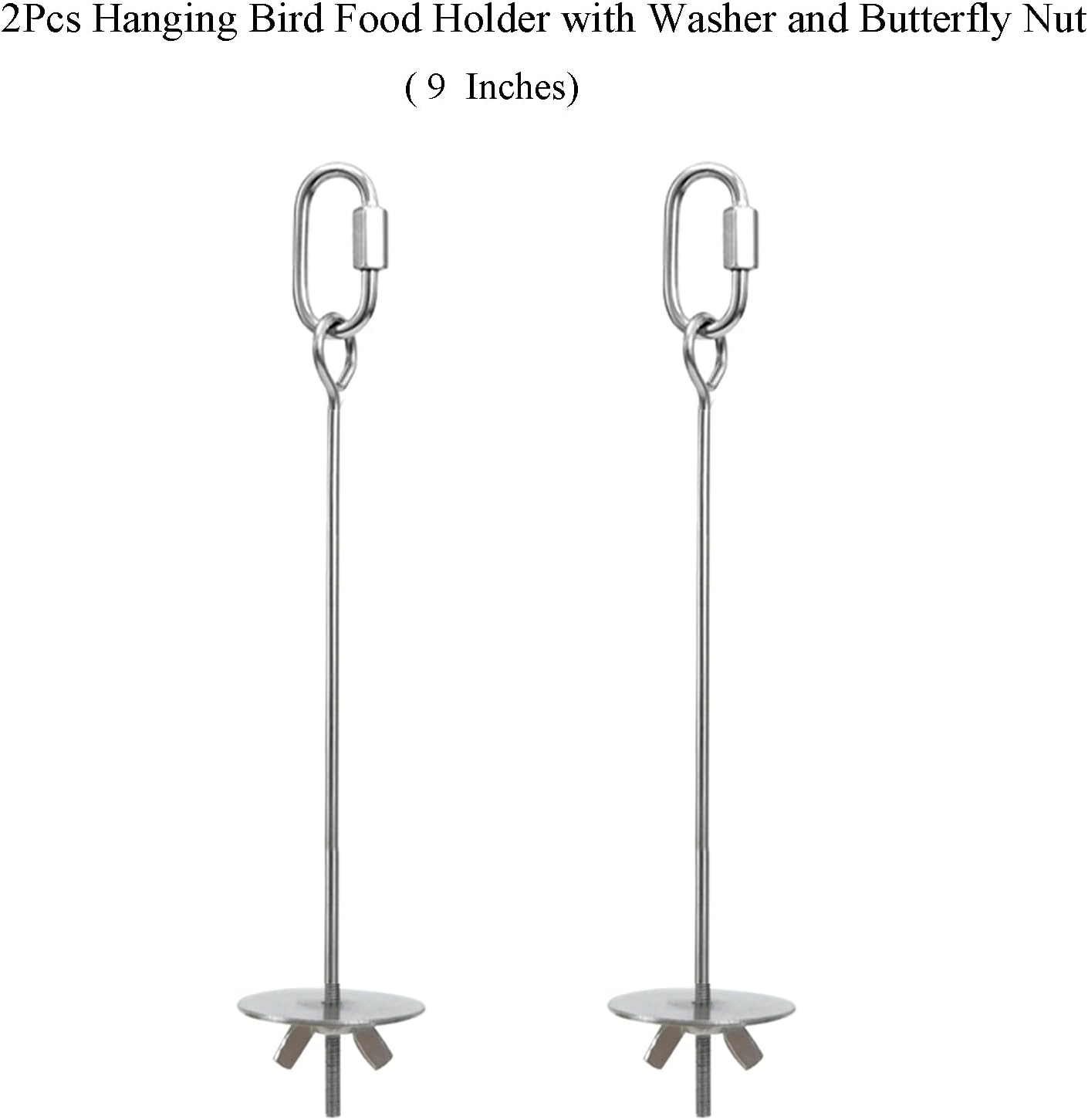 2pcs Hanging Bird Treat Skewer Parrot Fruit Feeder with Washer, 9 Inch Stainless Steel Bird Food Holder Parrot Fruit Food Skewer Parakeet Treat Holder Feeder for Parakeet Conure, LXLVOUEG