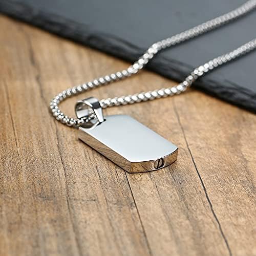 VNOX Personalized Customizable Photo Text Cremation Urn Necklace for Ashes Holder Dog Tag Pendant Family Pet Memorial Keepsake Jewelry for Men Women
