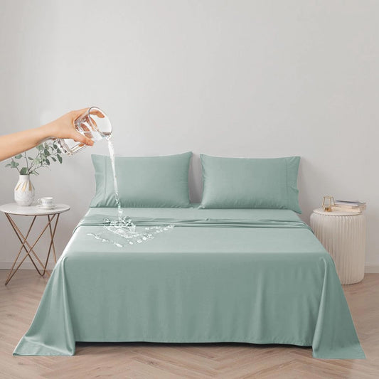 DUJUIKE Waterproof Bed Cover for Dog and Cats,Pet Hair Resistant Bed Sheet Cover, Protective Bed Liner Cover with 100% Waterproof Breathable Thin Fabric (Green, King 98 * 90 inch)