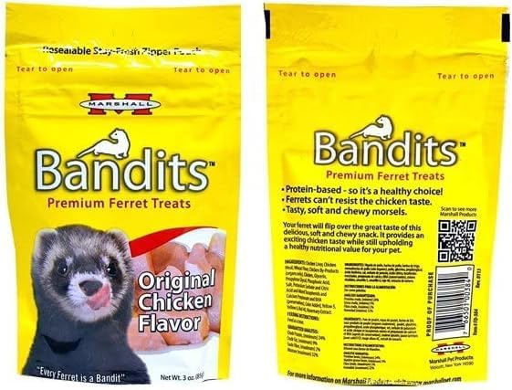 Aurora Pet Variety (8) Bandits Premium Ferret Treats (3-oz Each) with AuroraPet Wipes