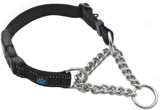Max and Neo Stainless Steel Chain Martingale Collar - We Donate to a Dog Rescue for Every Collar Sold (Medium, Black)