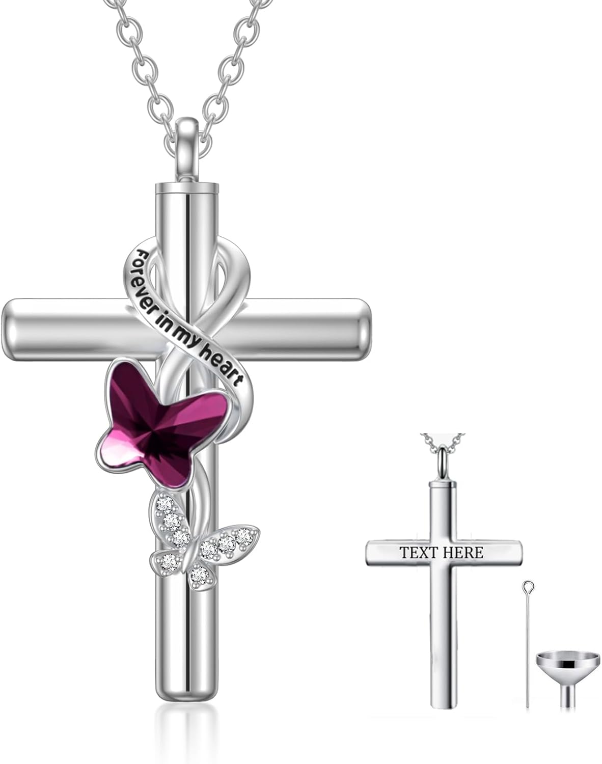 Cross Urn Necklace for Ashes 925 Sterling Silver Cremation Jewelry with Funnel Filler Kit Ashes Necklace for Human Women Girl Pets