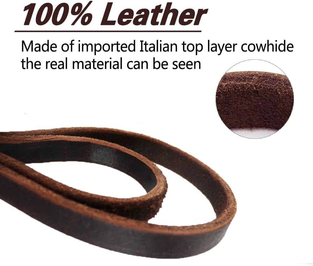 LWBMG Leather Dog Leash - 4ft x 1/2 inch, Braided, Comfortable Training Leash for Small & Medium Dogs