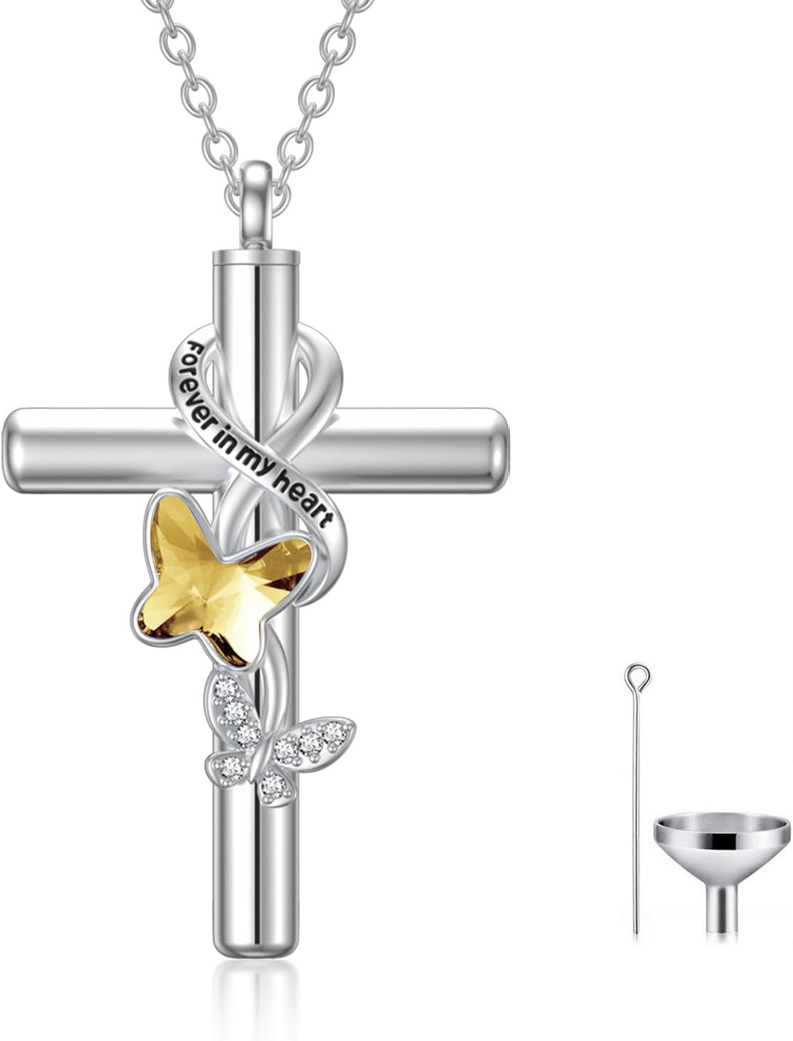 Cross Urn Necklace for Ashes 925 Sterling Silver Cremation Jewelry with Funnel Filler Kit Ashes Necklace for Human Women Girl Pets