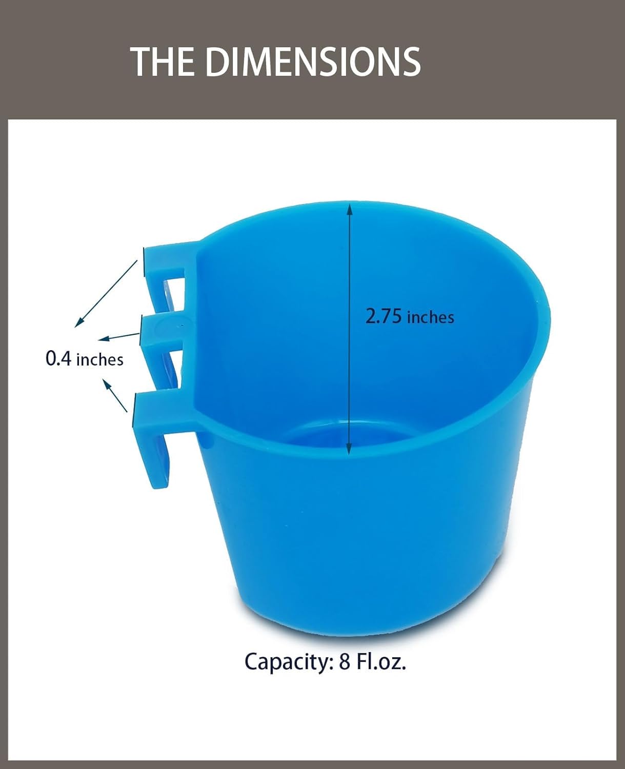 40 Pack Cage Cups Birds Feeders Seed Bowl Chicken Feeding Watering Dish Rabbit Water Food Hanging Wire Cages Box 8oz Coop Cups for Pet Parrot Parakeet Gamefowl Poultry Pigeon (Blue)