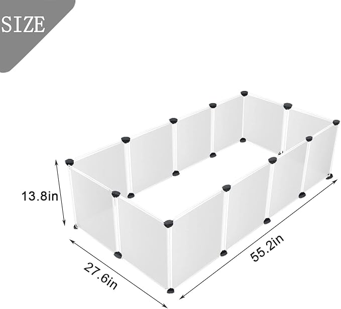 kathson Plastic Small Pet Playpen,Portable Bunny Pen,13.8" X 13.8" Rabbit Cage DIY Metal Enclosure Yard Outdoor & Indoor Fence for Cat Guinea Pig Hedgehogs Kitten Rat(12 Panels)