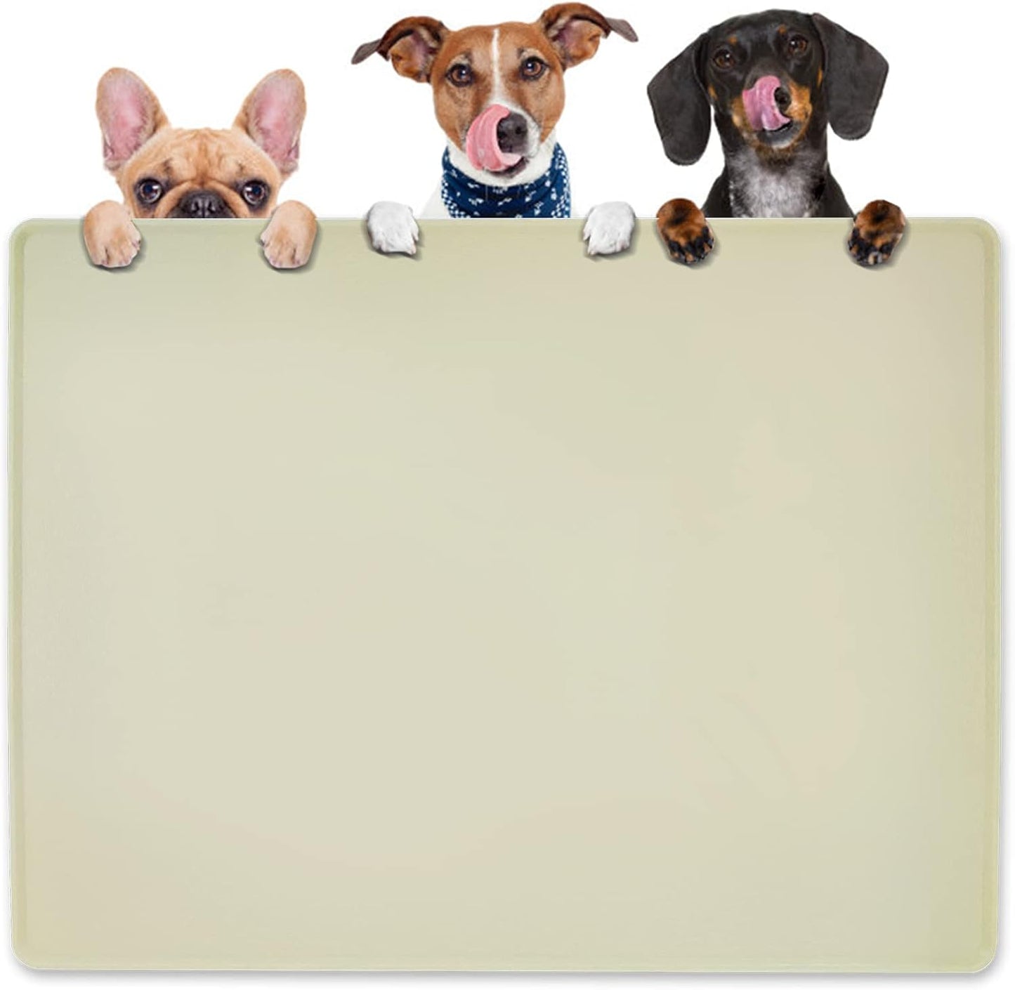 Dog Water Mat 39.4 by 29.5in Extra Large - Silicone Mat for Dog Bowls Waterproof Non Slip - XL Pet Mat for Food and Water Protect Floors - Beige
