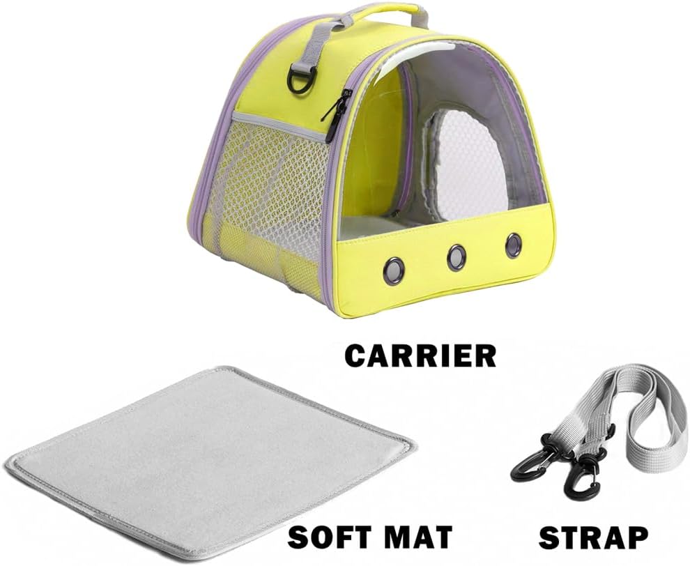 Guinea Pig Carrier Backpack, Clear Bubble Window Backpack for Guinea Pig, Bunny Rat Bird (Yellow, Carrier)
