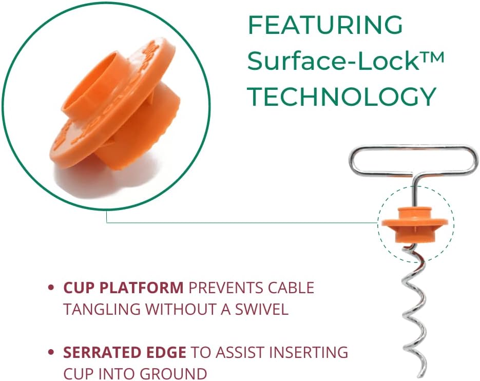 IntelliLeash Mini Intelli-Stayk: Secure Tie-Out Stake for Small Dogs (Up to 20 Pounds) with Patented Surface-Lock Technology