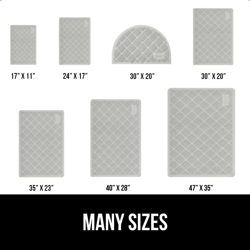GORILLA GRIP Cat Litter Box Mat, 47x35, Water Resistant, US Designed Kitty Litter Trapping Mats, Easy to Clean, Scatter Control, Less Mess and Clean Floors, Kitten Supplies for Indoor Cats, Light Gray