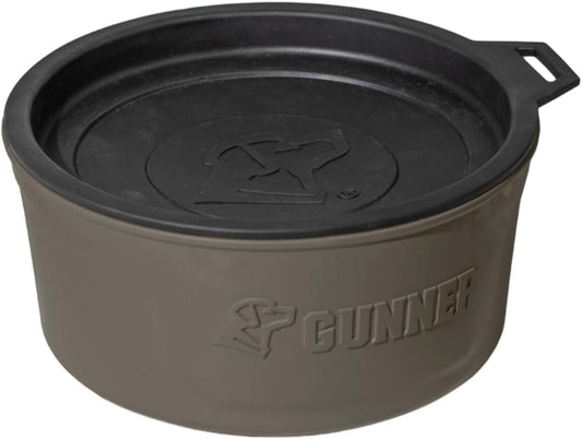 GUNNER Dog Bowl with Spill-Proof Travel Lid – 7.5" x 3.75", 1.3 lb, 7-Cup Capacity, BPA-Free, Rust-Proof, Shock-Resistant, Stackable, Dishwasher Safe, Leak-Resistant Nesting Lid – Gunmetal
