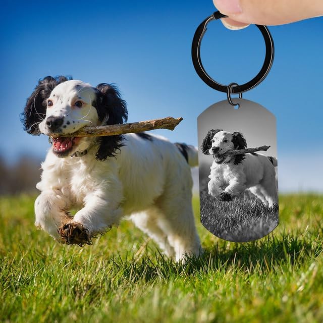 Personalized Dog Keychain Memorial Gifts for loss of dog - Custom Pet Photo Keychain in Memory of Dogs & Cats, Sympathy Gift For Pet Passed Away