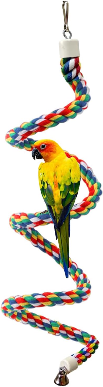 Bird Rope Perch & Birds Swing Set - Bird cage Accessories, Rope perches for Conures, Parrots,Cockatiel,Lovebird,Budgerigar,Parakeet perches for cage,Birds perches