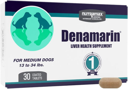Nutramax Laboratories Denamarin Liver Health Supplement for Medium Dogs - With S-Adenosylmethionine (SAMe) and Silybin, 30 Tablets